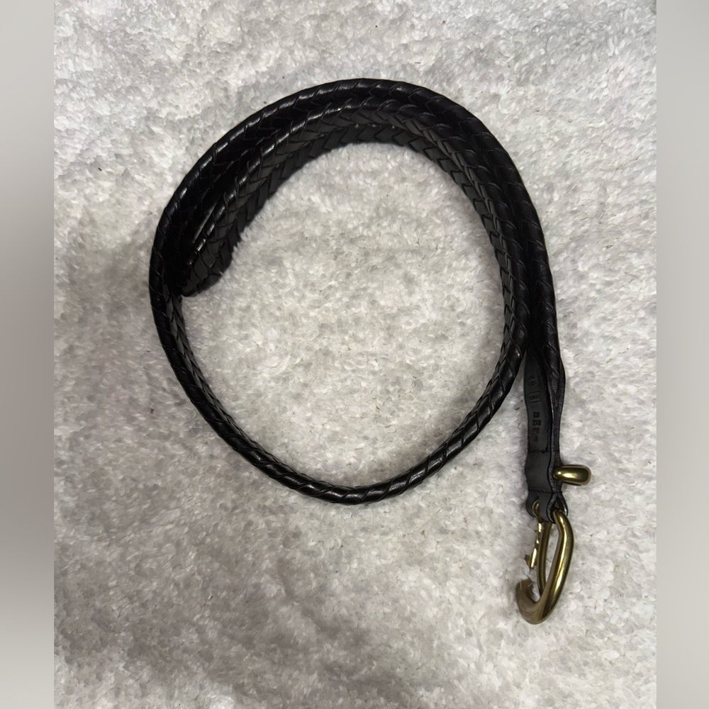 Coach Women’s Braid Black Belt-Preloved size 30 inches/75cm